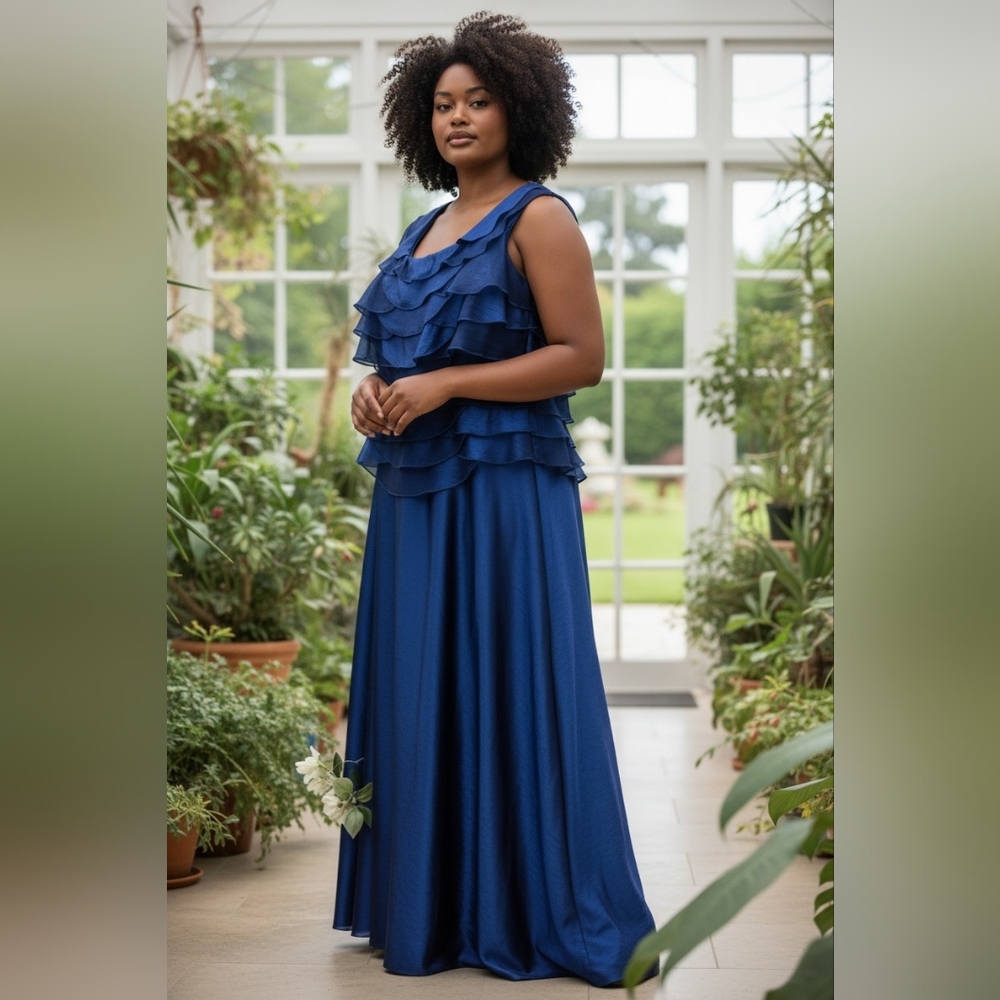 Jessica Howard Royal Blue Tiered Bodice Maxi Dress Mother Of Bride Ball Gown